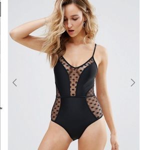 New Look Spot Mesh Swimsuit